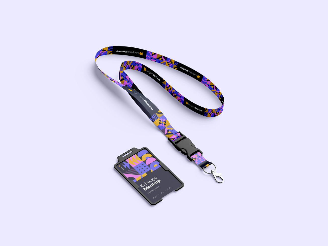 Lanyard ID Badge Mockup 3D Render psd