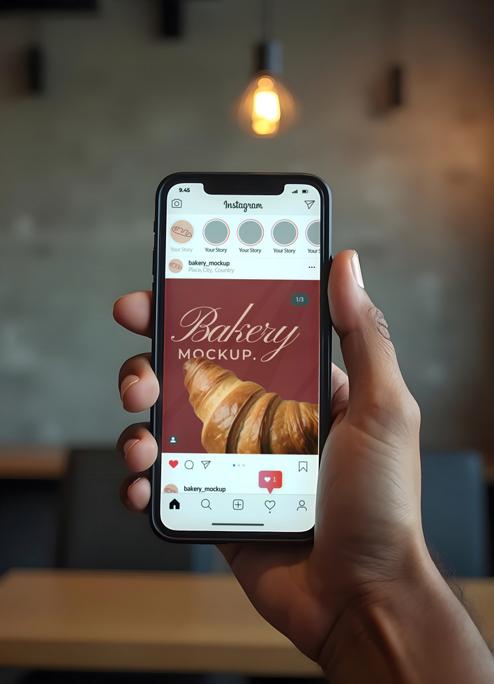 Application Social Media branding bread store shop mockup psd