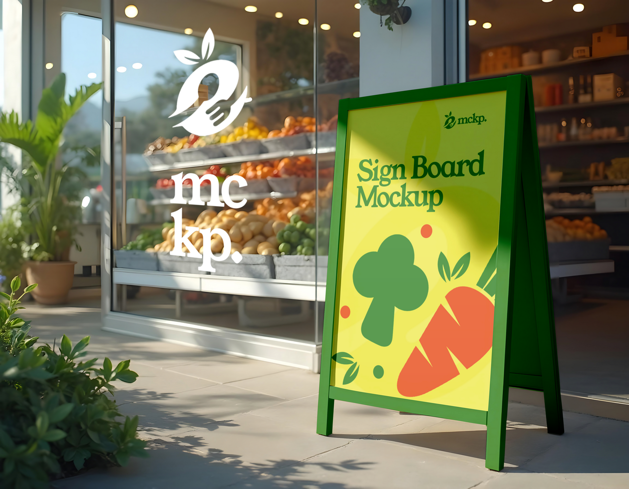 sign store branding vegetables shop mockup psd