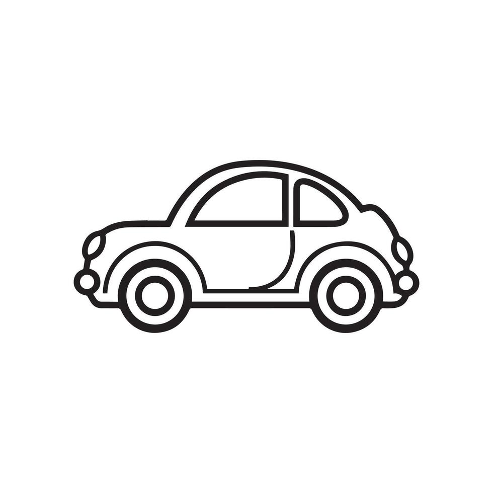 A car icon in a line drawing on a white background vector