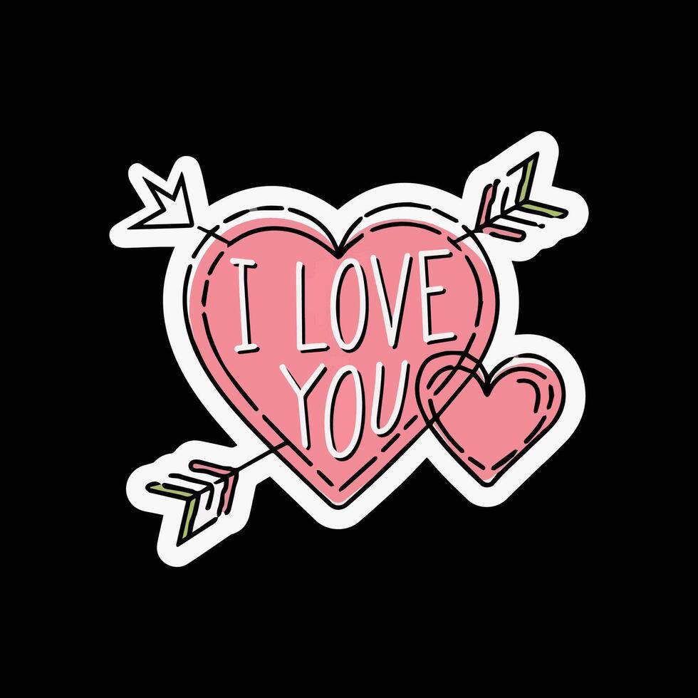 I love you sticker with arrow and heart vector