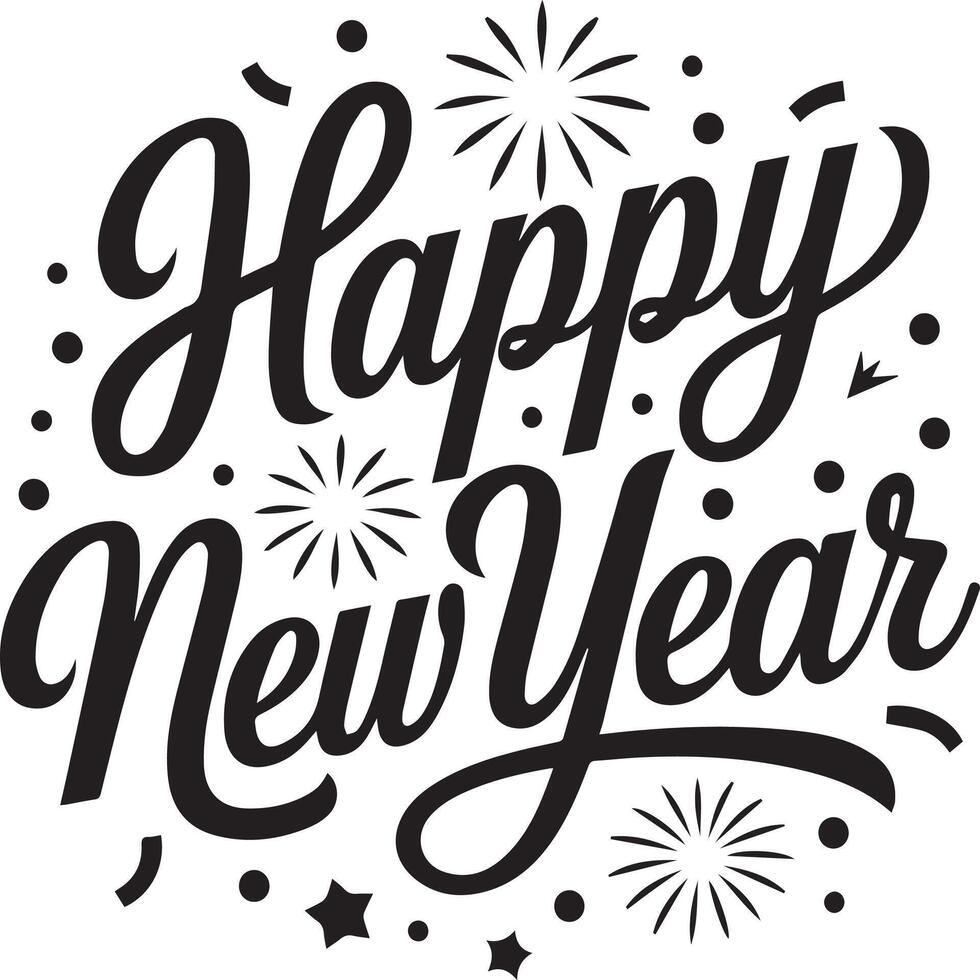 Happy new year lettering with fireworks vector