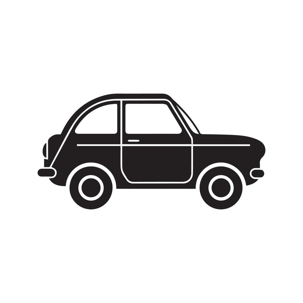 A black and white illustration of a small car vector