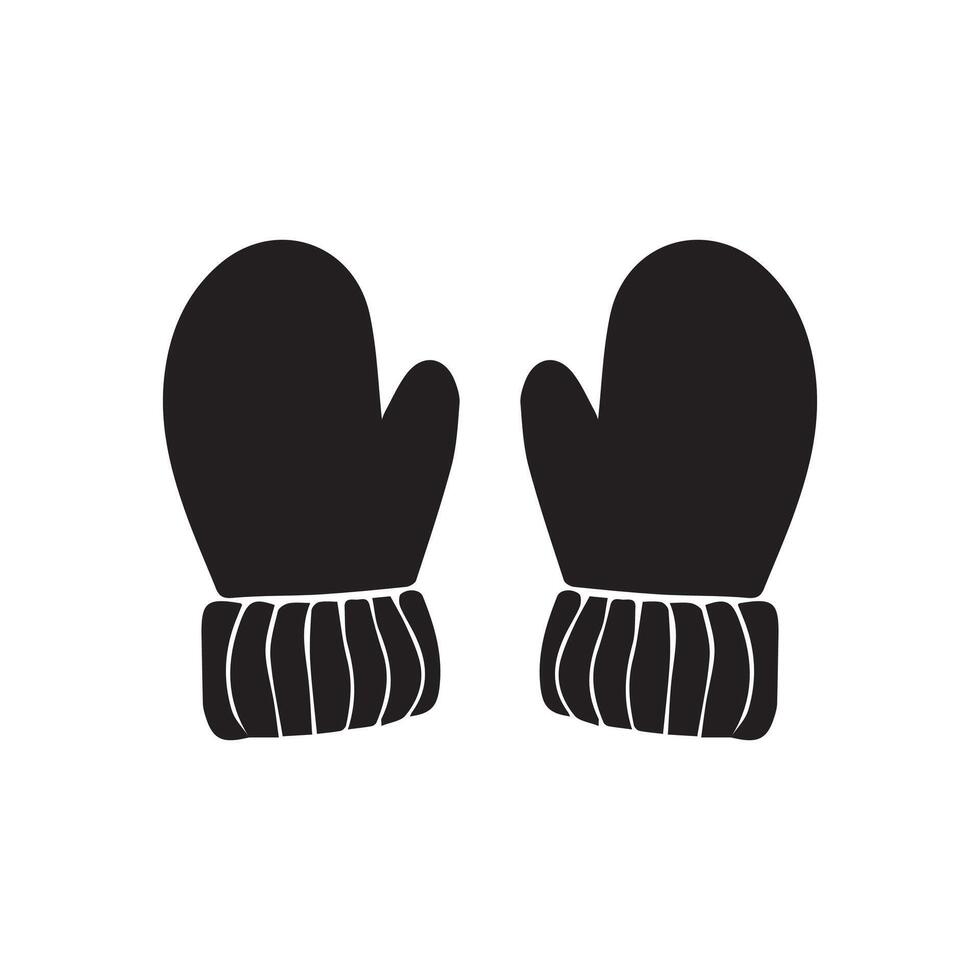 Two black mittens on a white background vector