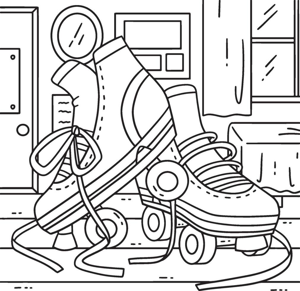 Roller Skates with Loose Shoe Laces Coloring Page vector