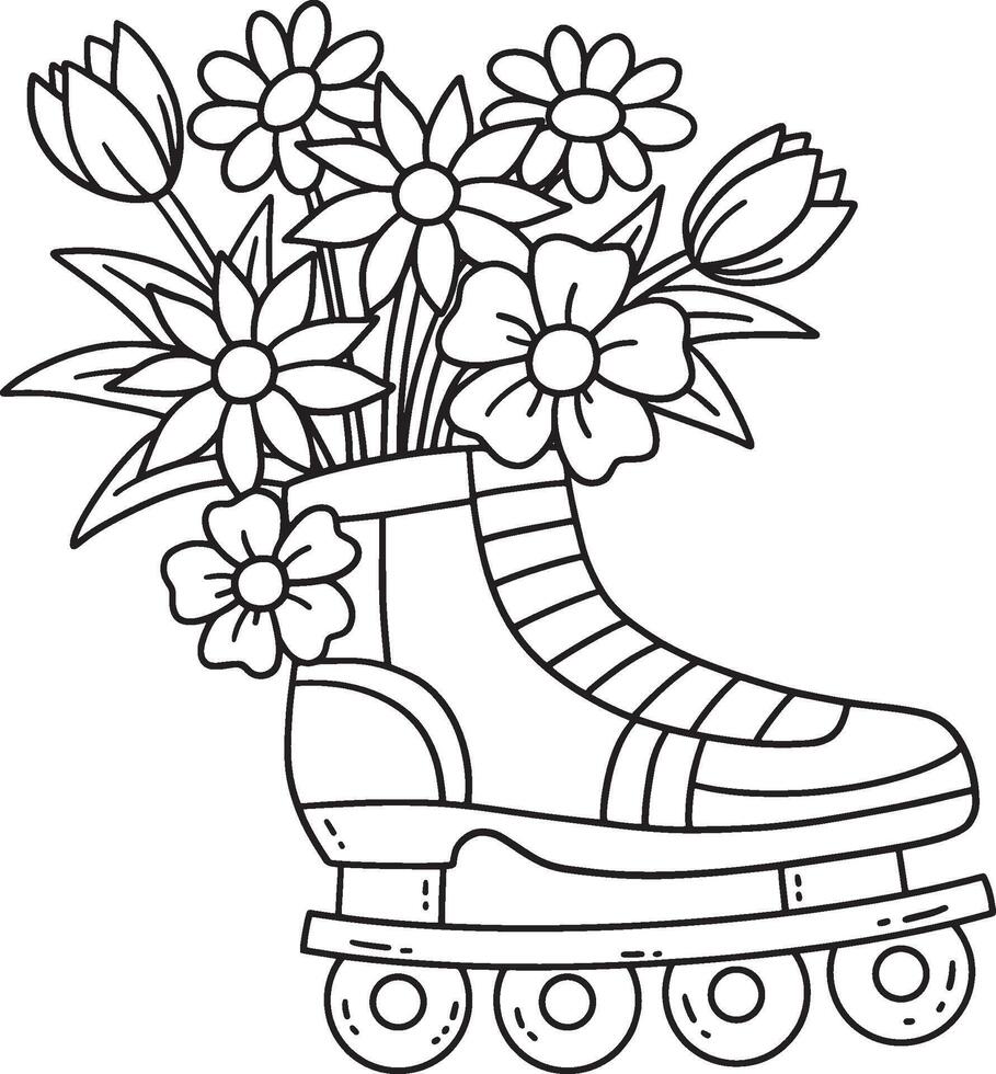Inline Skates with Sprouting Flowers Isolated vector