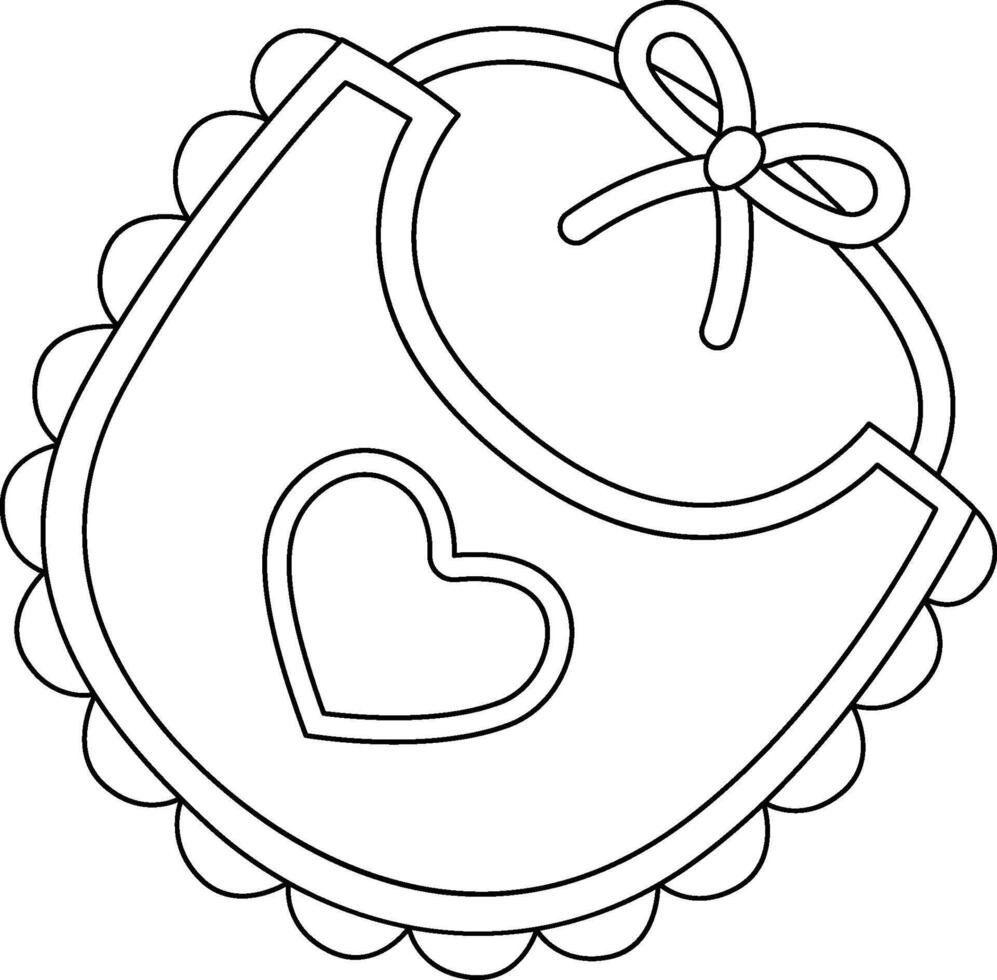 Baby Shower Baby Girl Bib Isolated Coloring Page vector