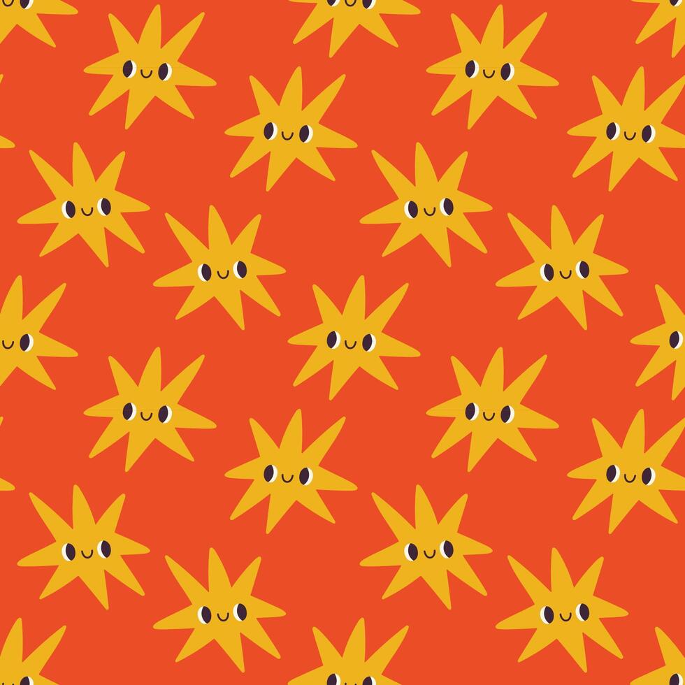 A pattern with yellow stars on an orange background vector
