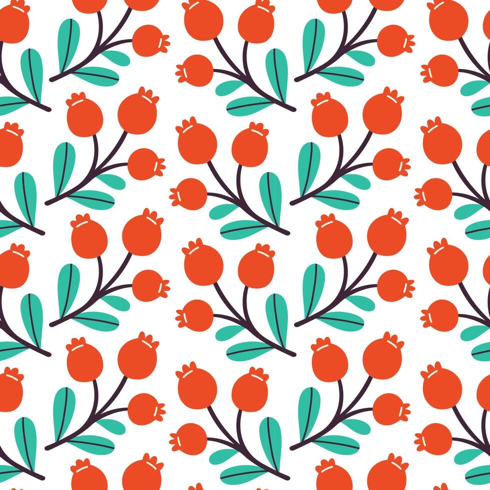 Berry branch Christmas seamless pattern design for wallpaper, fabric, notebook, greeting card, wrapping paper vector