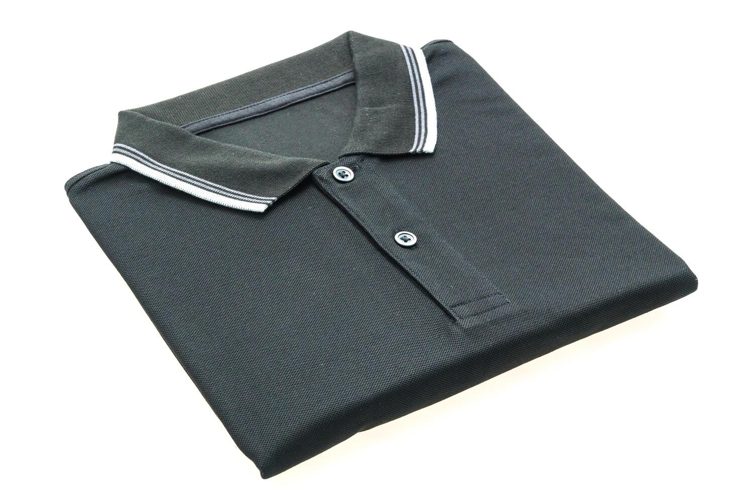 A black polo shirt with white collar photo