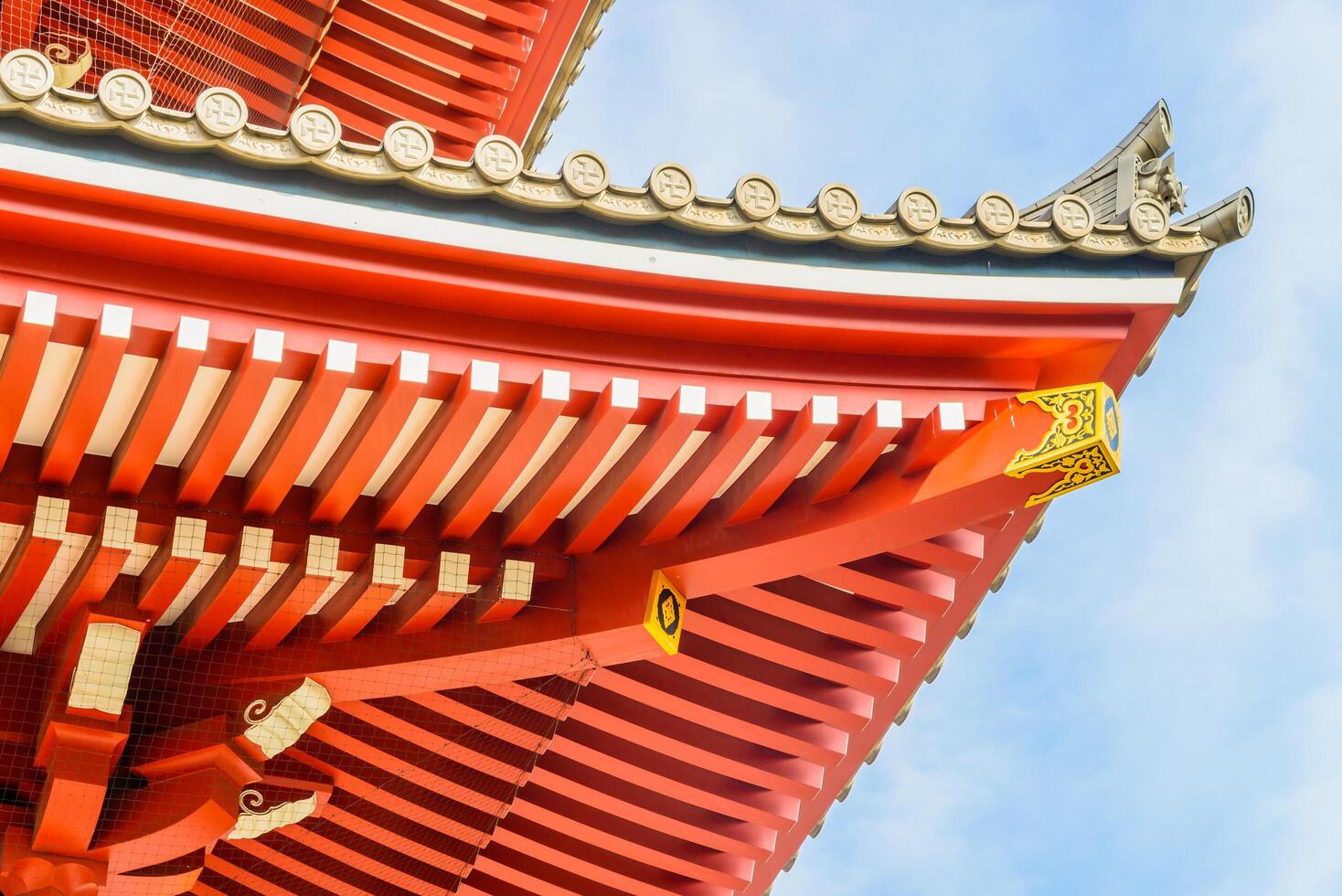 A close up of the roof of an asian building photo