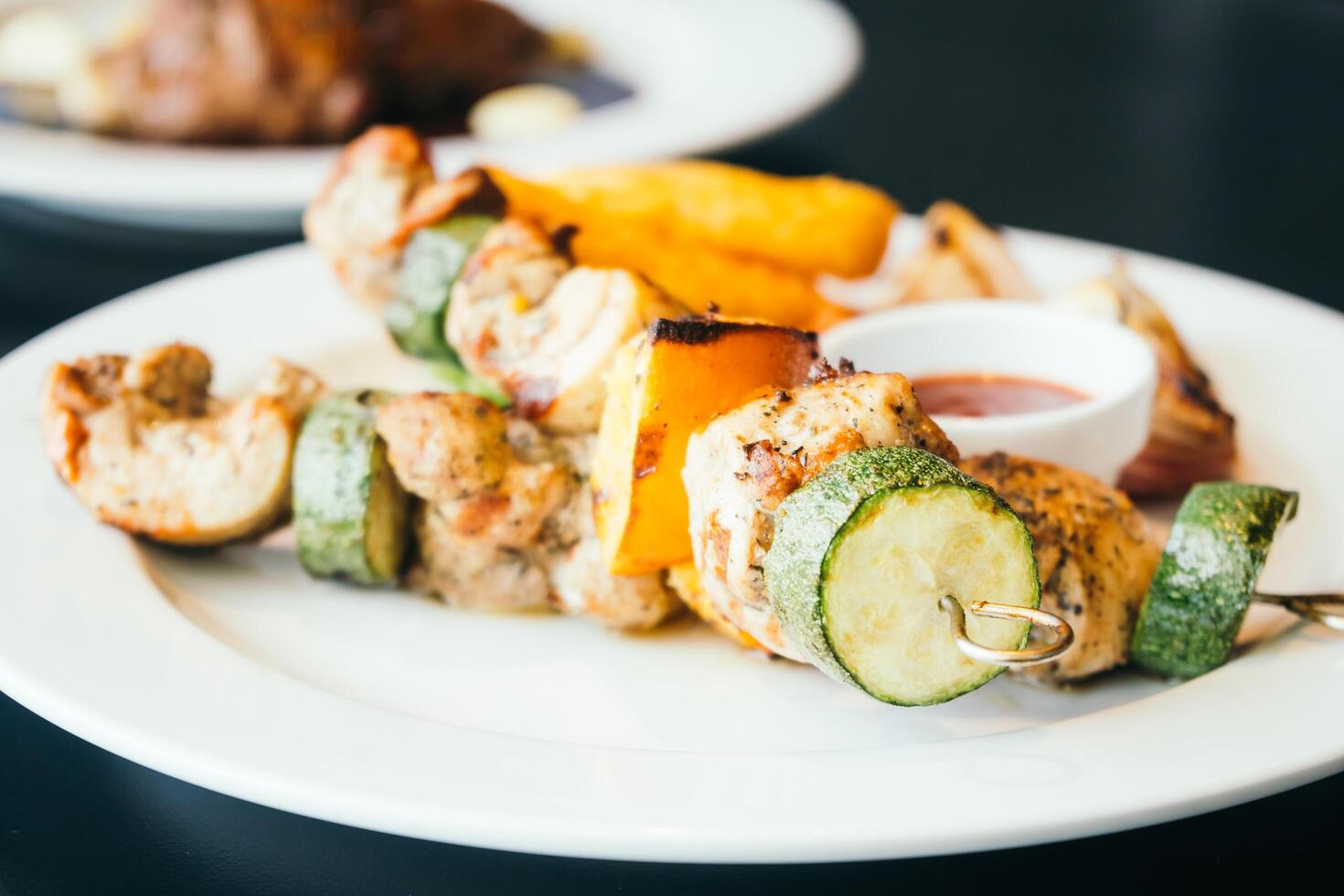 A plate of food on a table photo