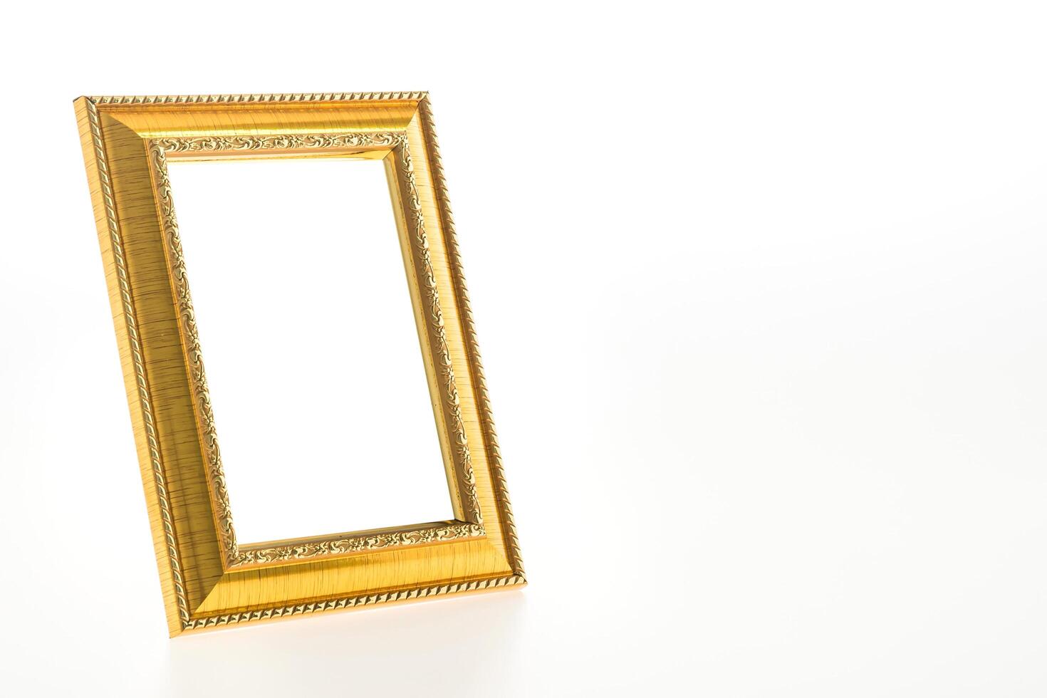 Gold frame on white background 3d render photo