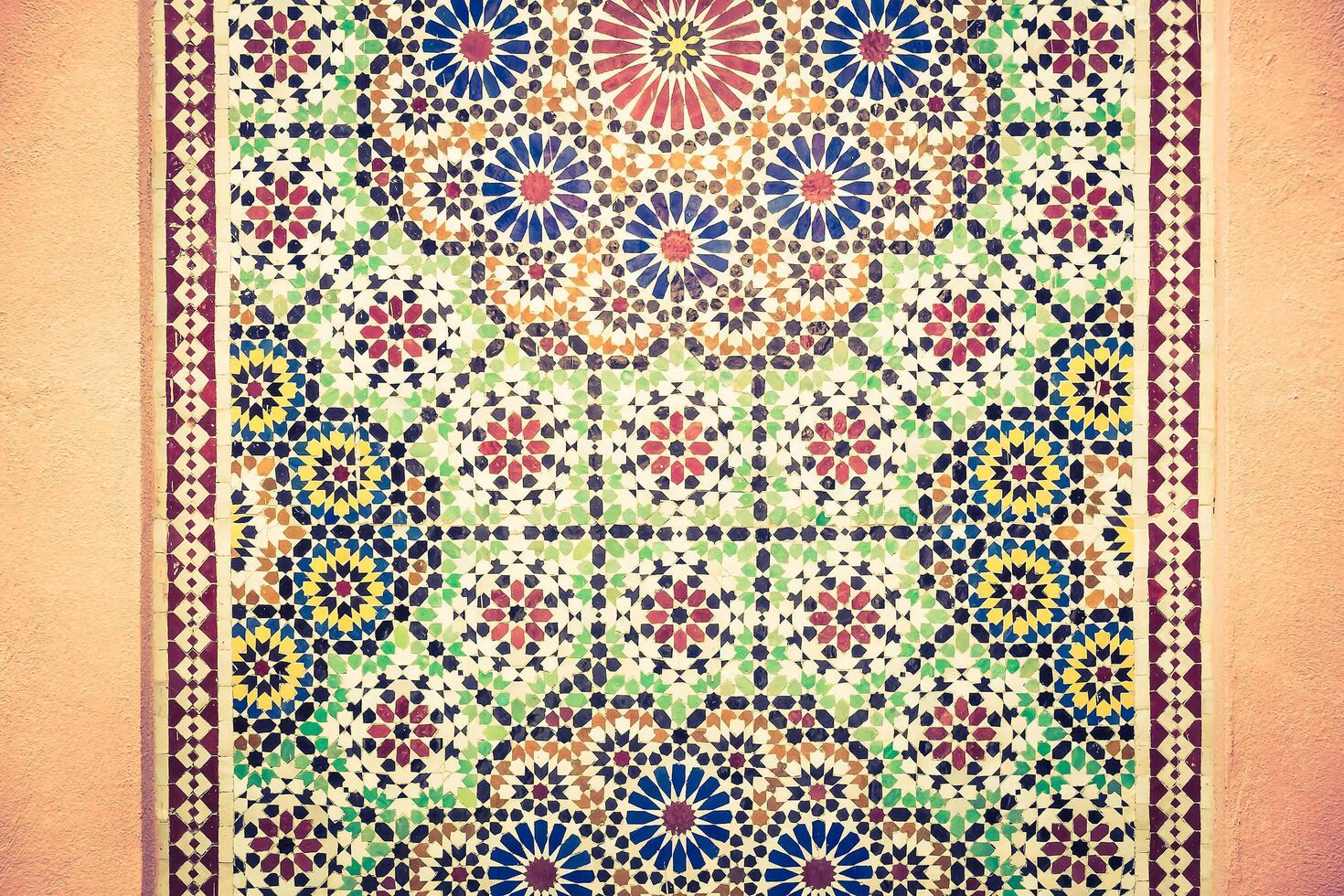 Colorful tile pattern on the wall photo