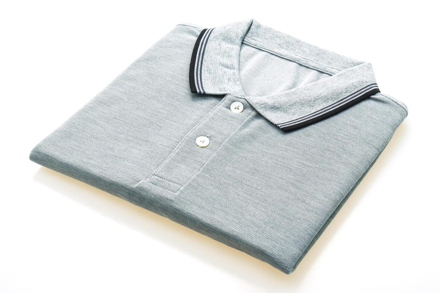 A grey polo shirt with a black collar photo