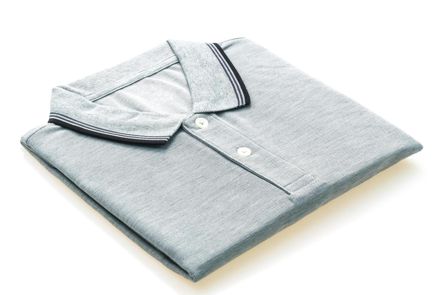 A grey polo shirt with a black collar photo