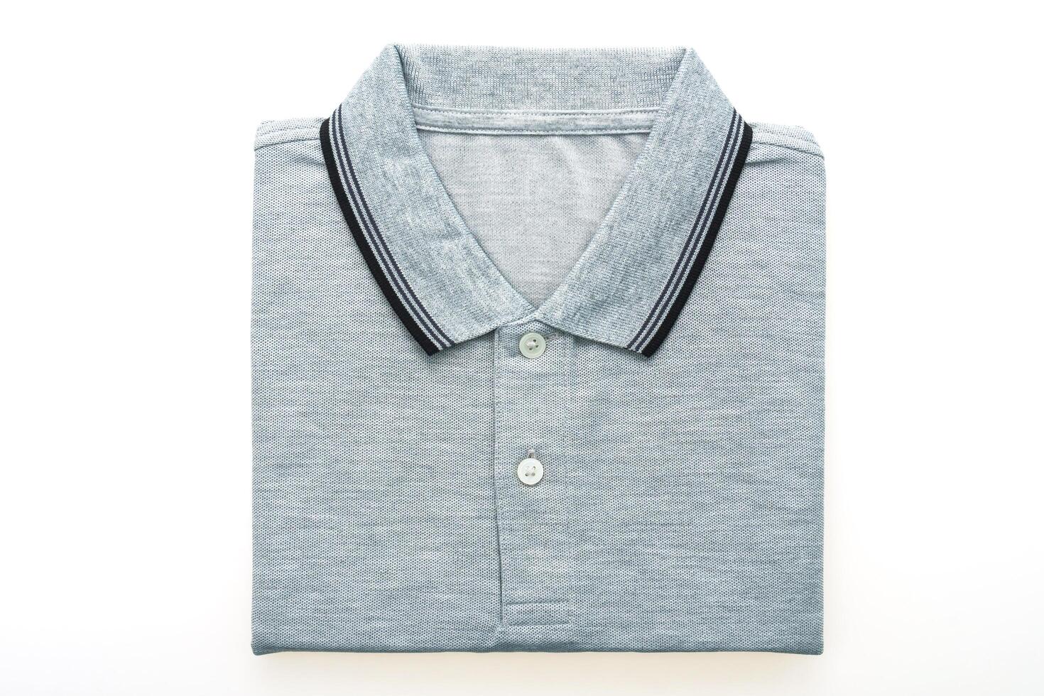 The polo shirt is made from a light blue fabric photo