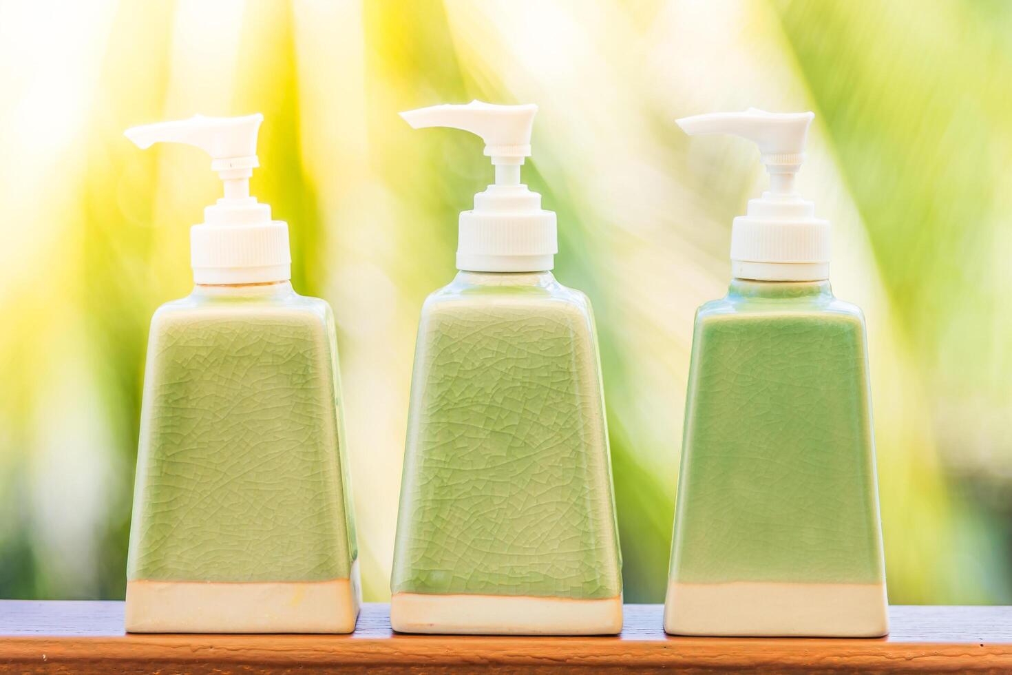 Three bottles of hand soap photo