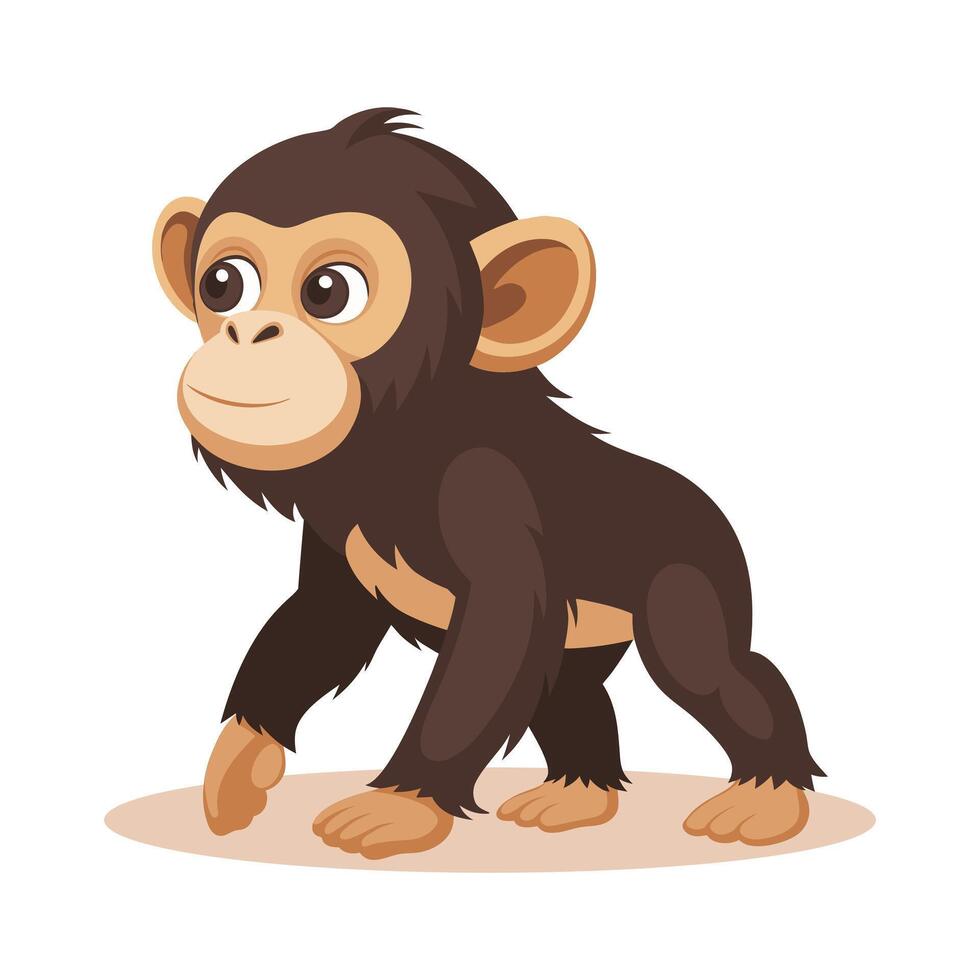 Chimpanzee. Cute funny monkey. Animal illustration in cartoon style. vector