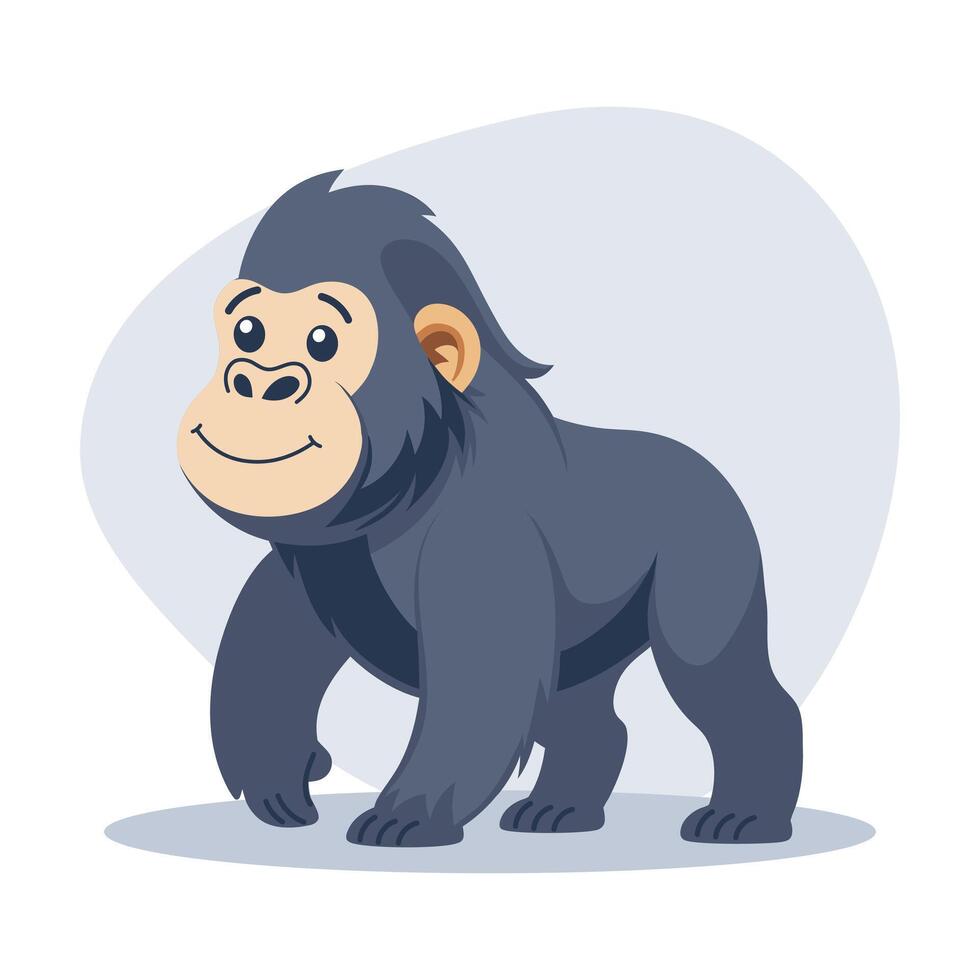 Gorilla. Cute funny monkey. Animal illustration in cartoon style. vector