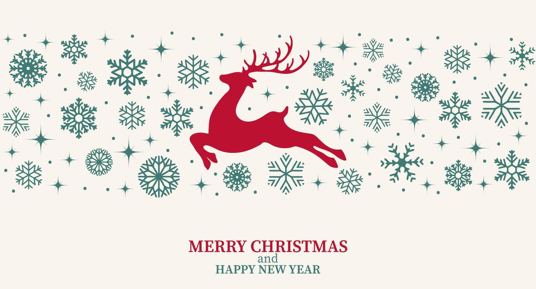 Vintage Christmas background with snowflakes and reindeer. Merry Christmas and Happy New Year greeting card. Illustration vector