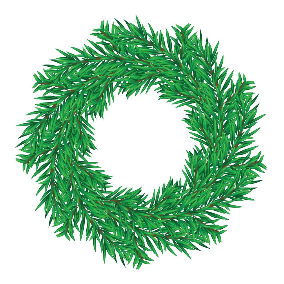 Christmas Fir Branch Wreath Illustration, Isolate on White Background vector
