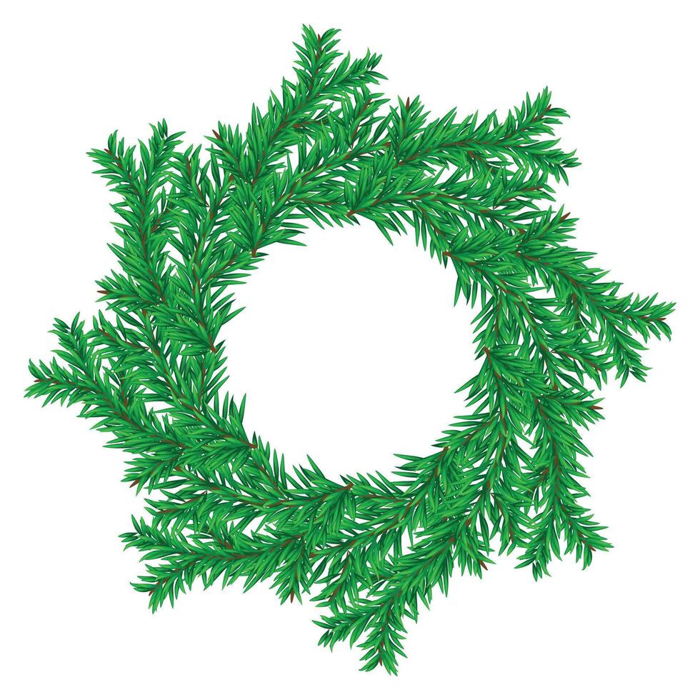Christmas Holiday Wreath of Pine and Fir Branches Isolated on White Background vector