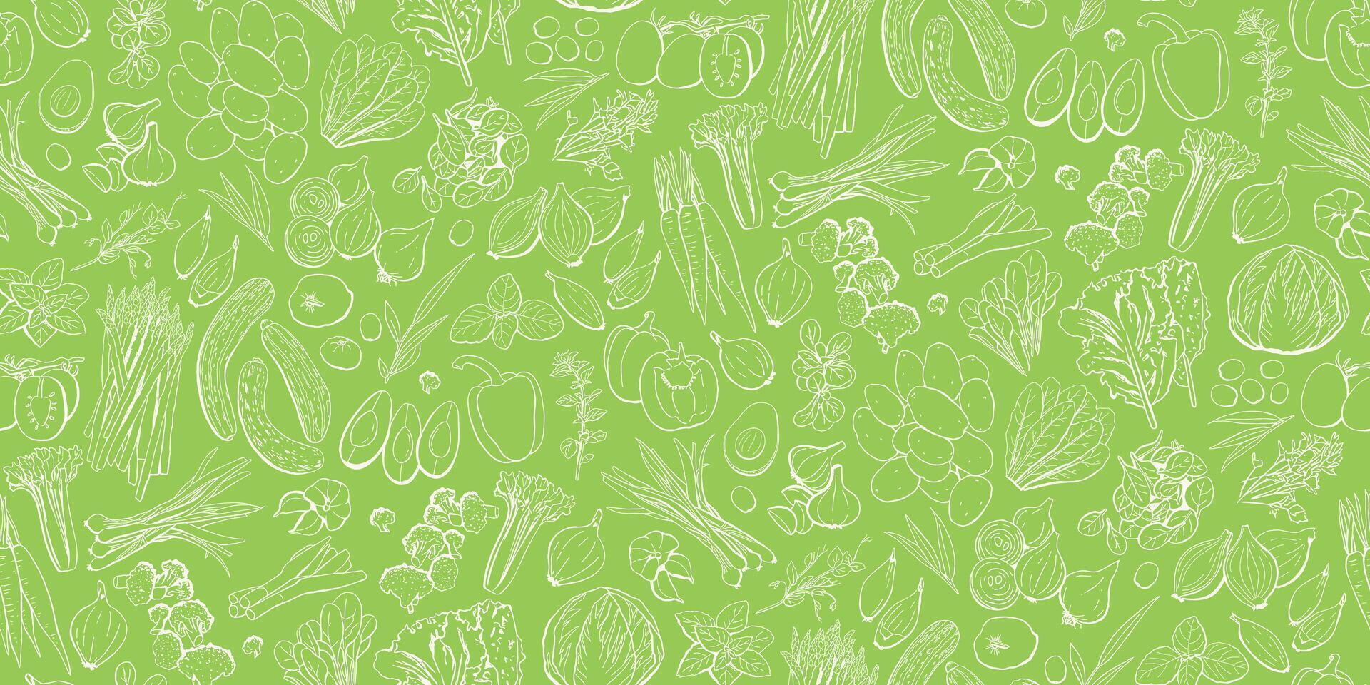 Healthy Food Seamless Pattern on Fresh Green Background vector
