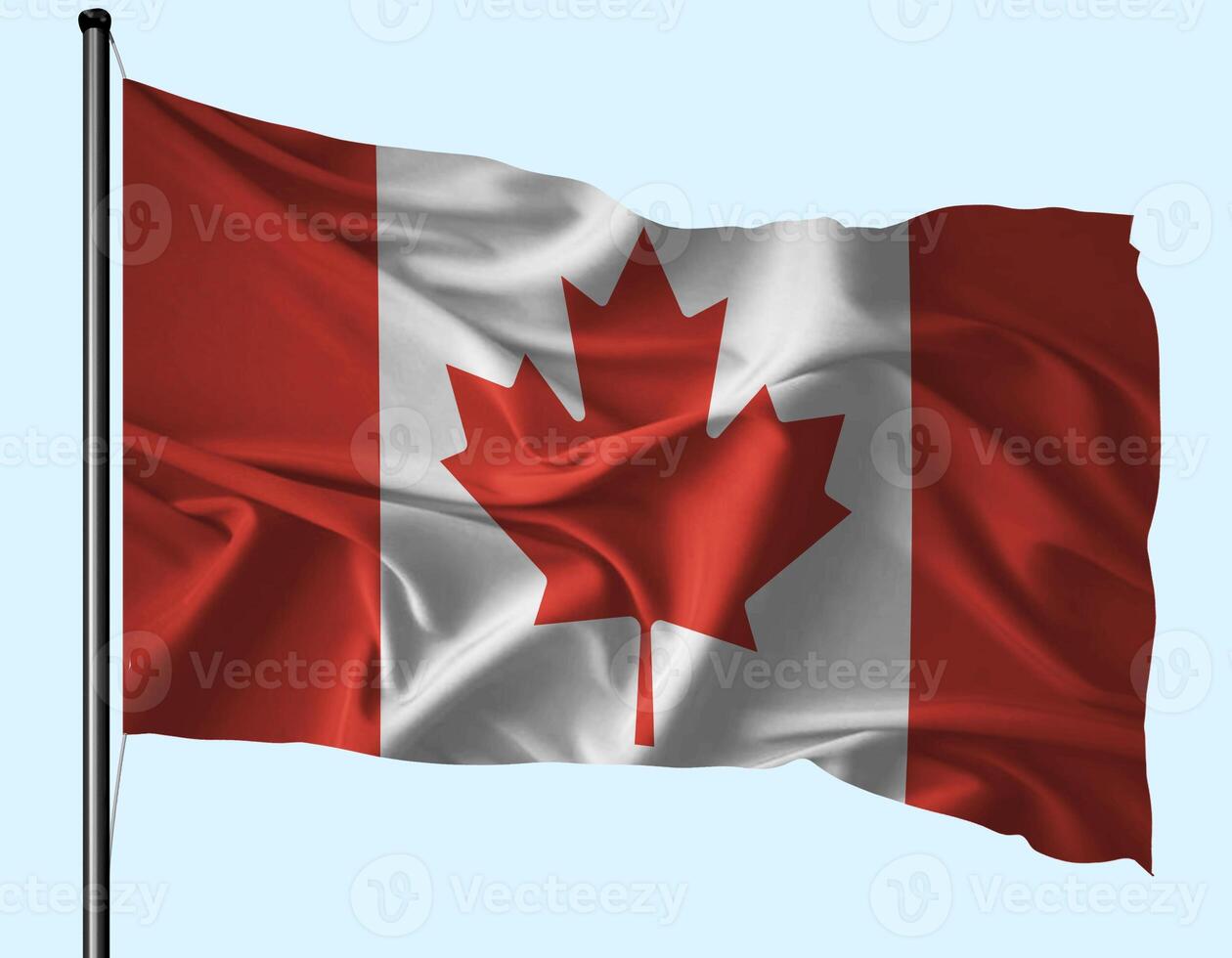 Canada Flag Wind Waving With Pole photo