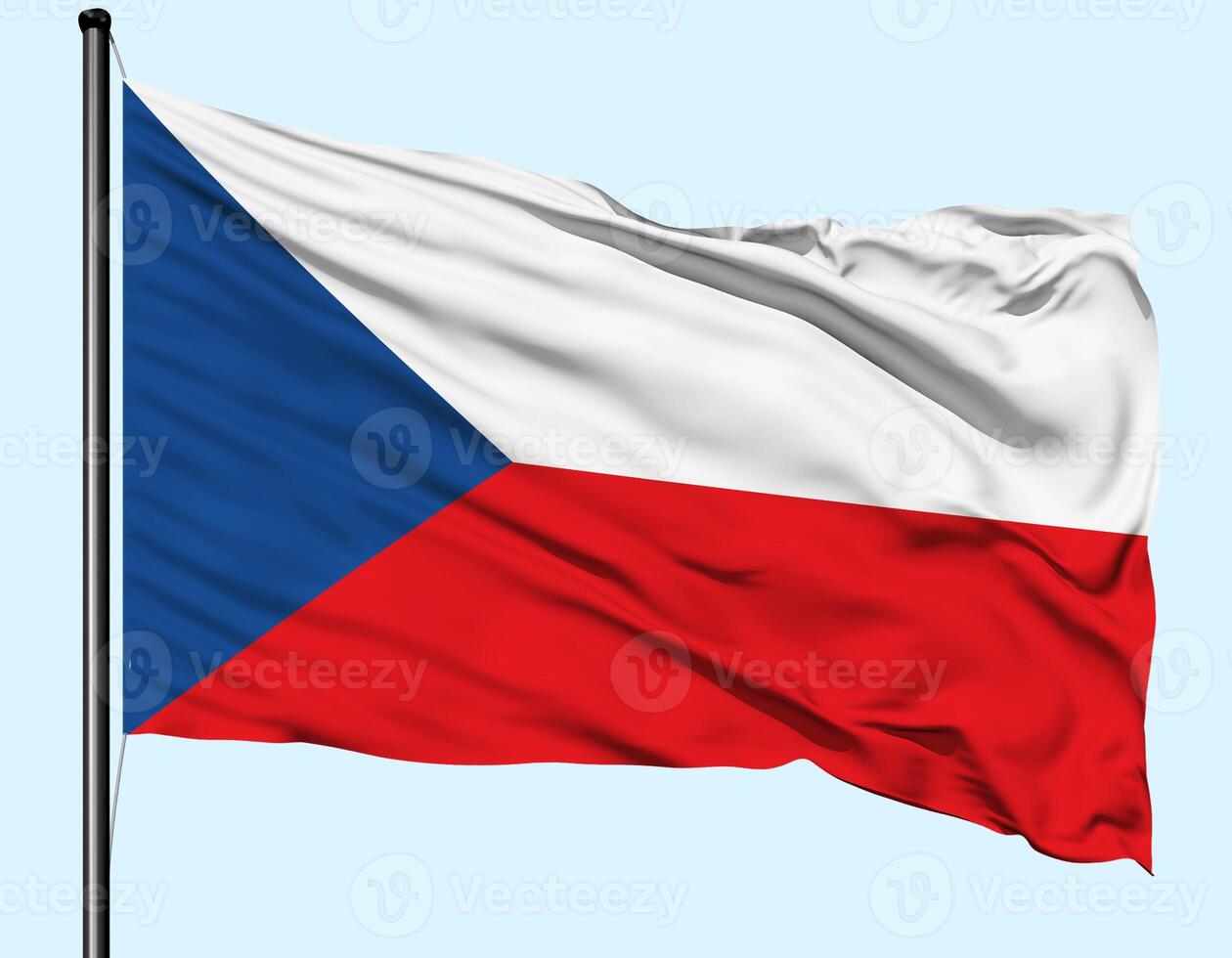 Czech Republic Flag Wind Waving With Pole photo