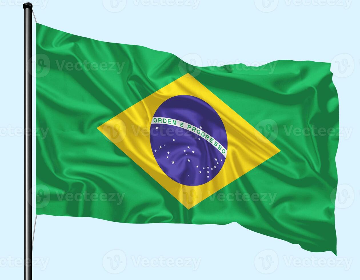 Brazil Flag Wind Waving With Pole photo