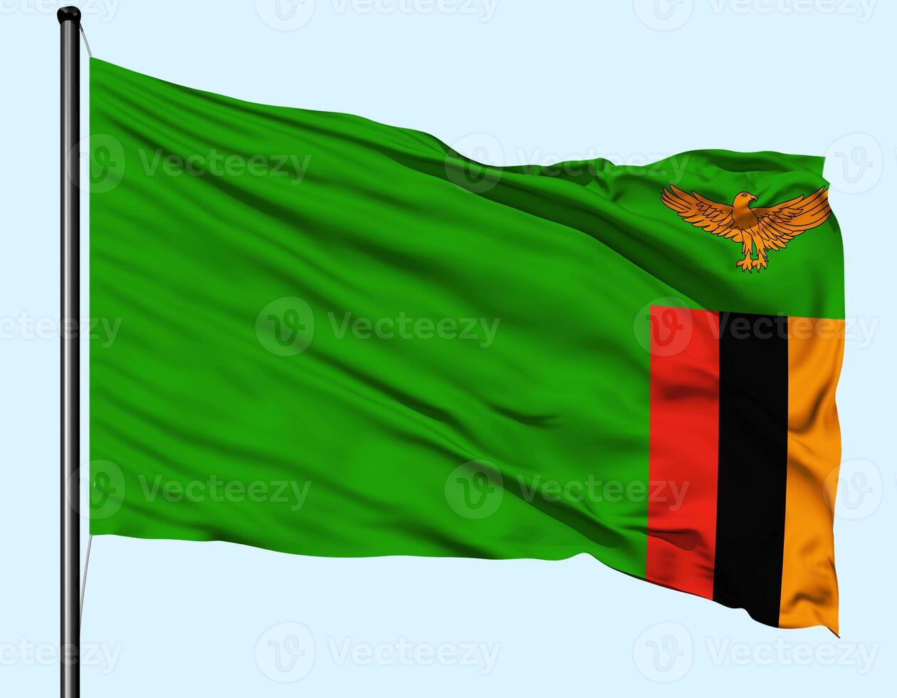 Zambia Flag Wind Waving With Pole photo