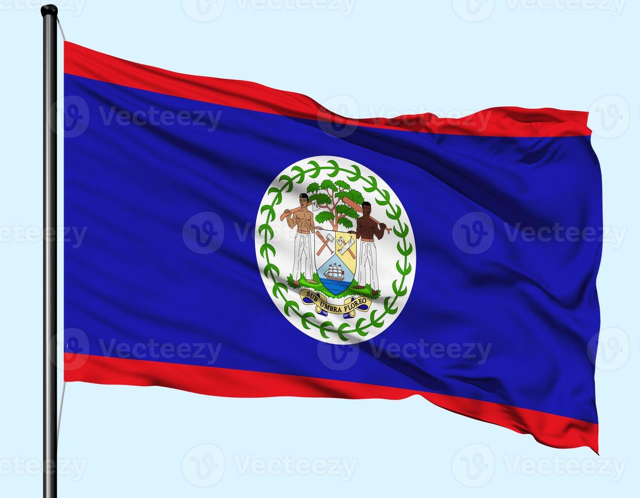 Belize Flag Wind Waving With Pole photo