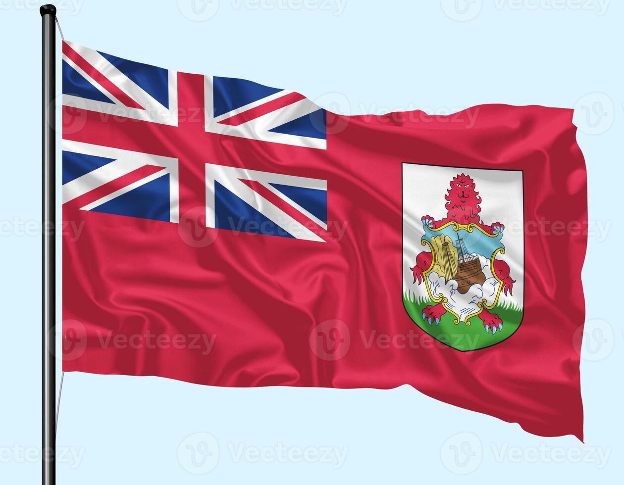 Bermuda Flag Wind Waving With Pole photo