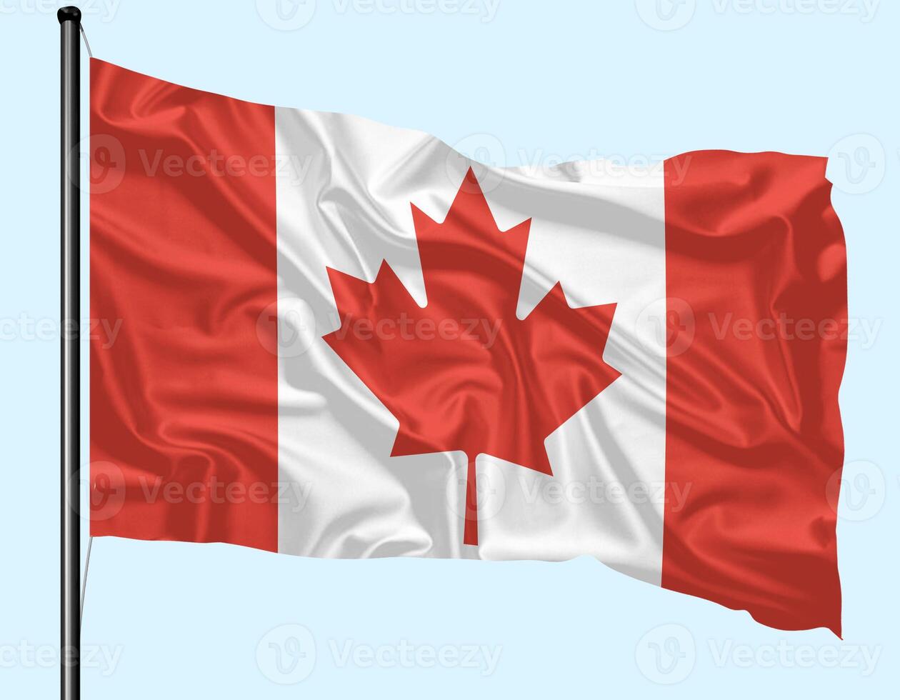 Canada Flag Wind Waving With Pole photo