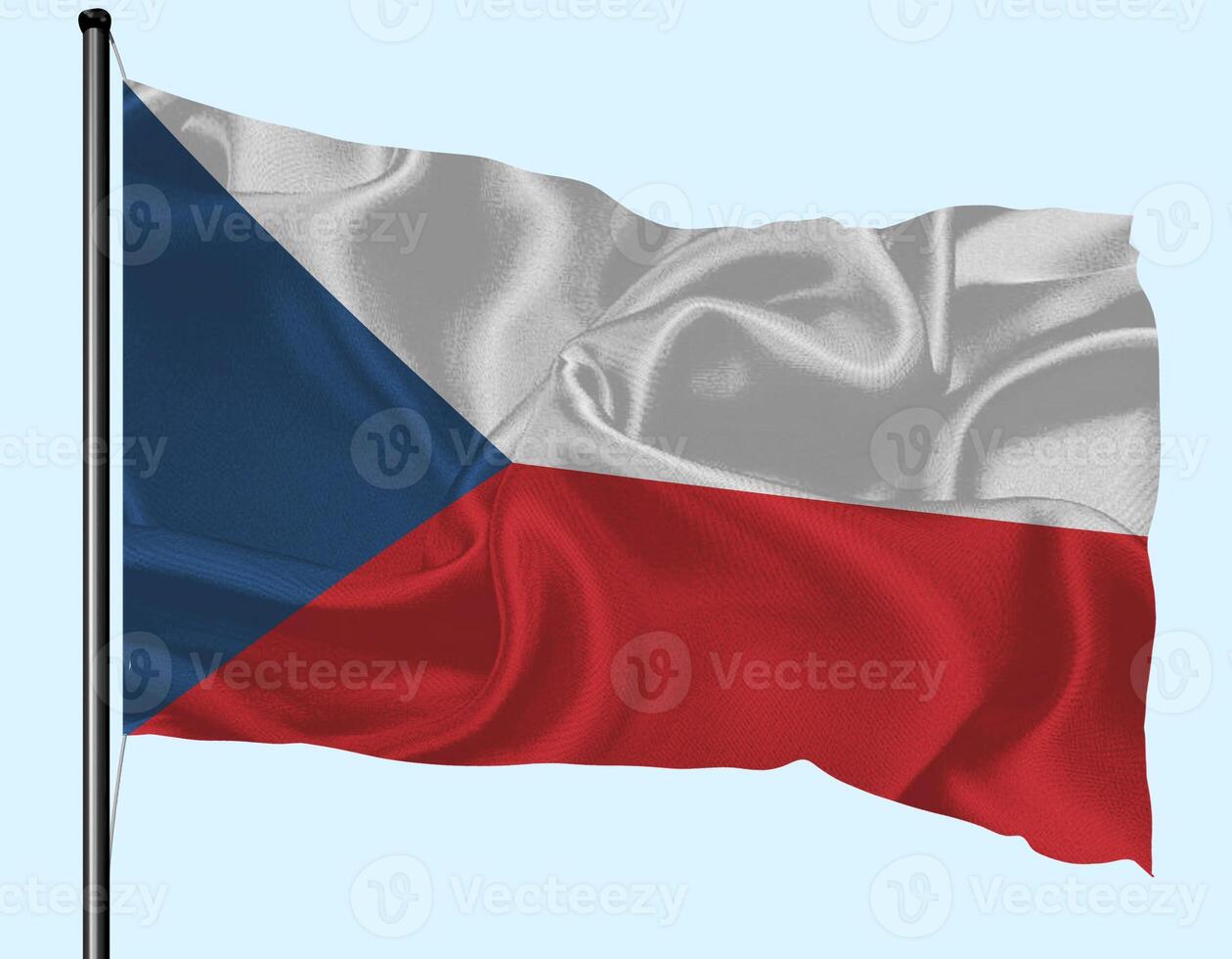 Czech Republic Flag Wind Waving With Pole photo
