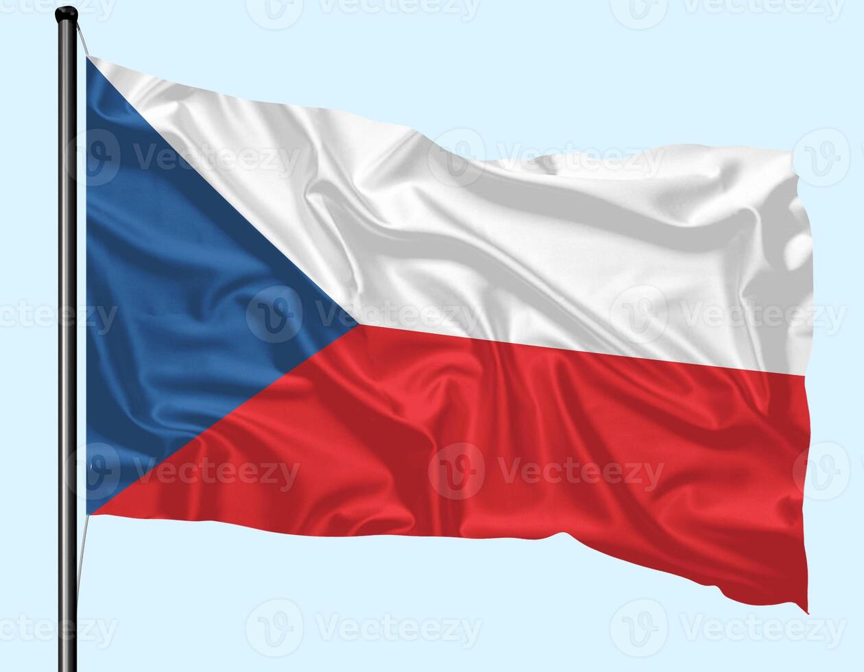 Czech Republic Flag Wind Waving With Pole photo
