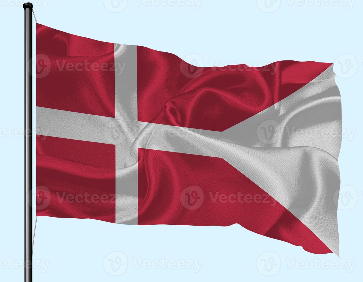 Denmark Flag Wind Waving With Pole photo