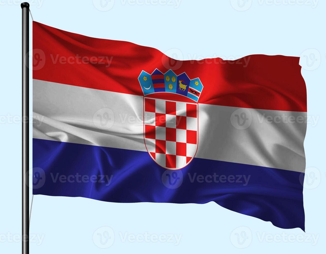 Croatia Flag Wind Waving With Pole photo