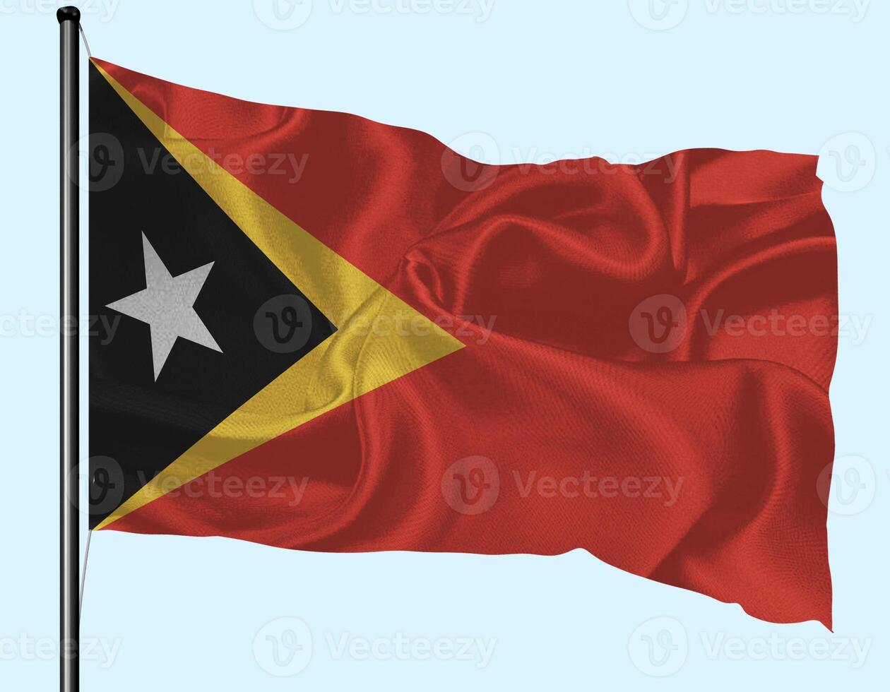 East Timor Flag Wind Waving With Pole photo
