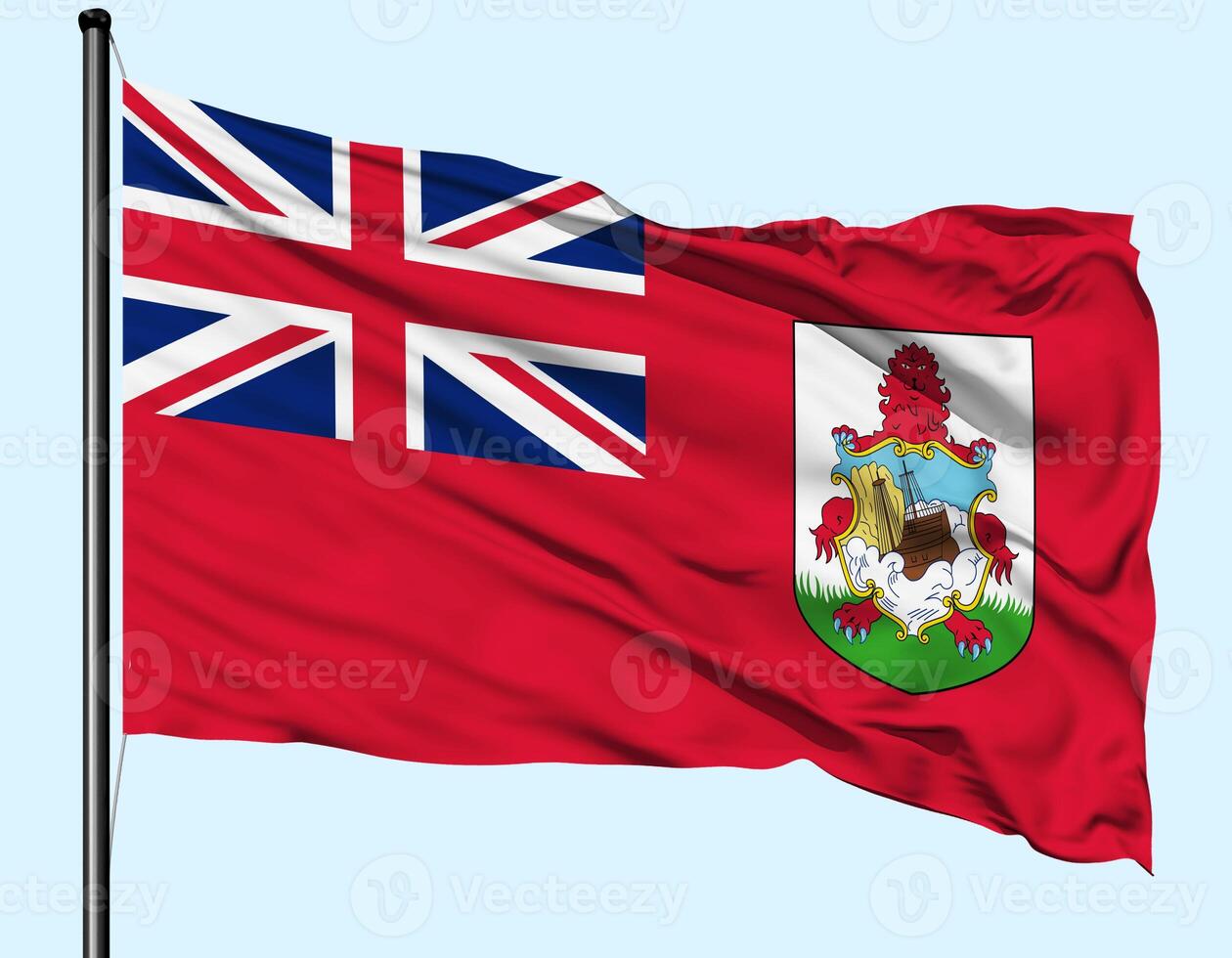 Bermuda Flag Wind Waving With Pole photo