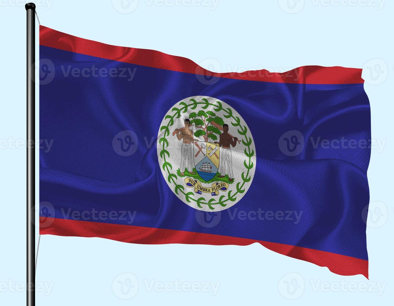 Belize Flag Wind Waving With Pole photo
