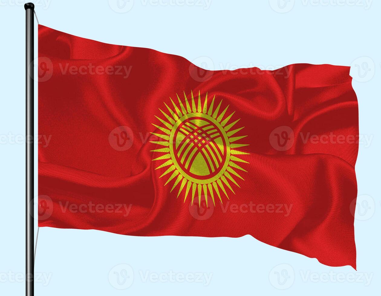 Kyrgyzstan Flag Wind Waving With Pole photo