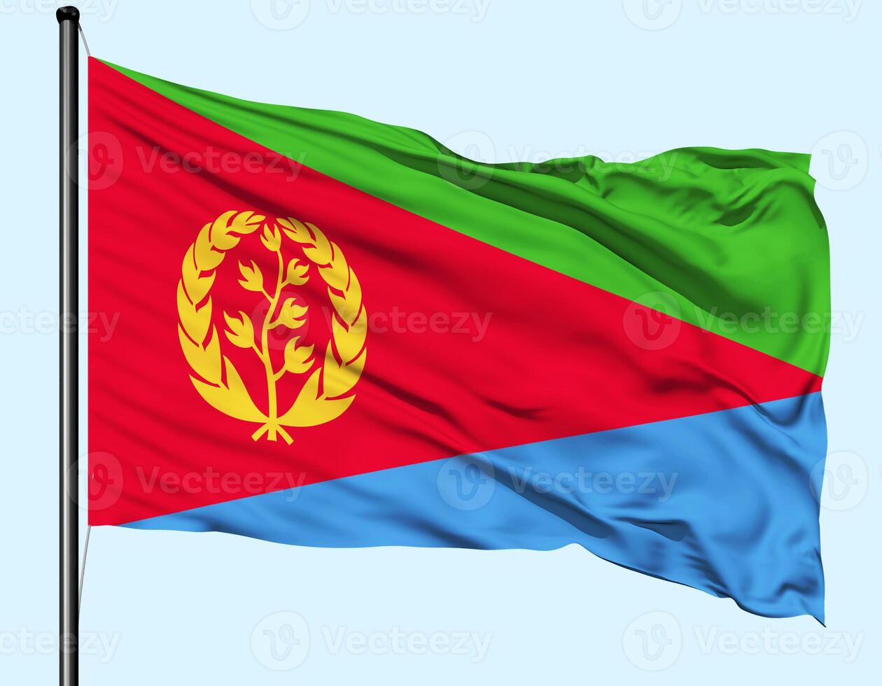 Eritrea Flag Wind Waving With Pole photo