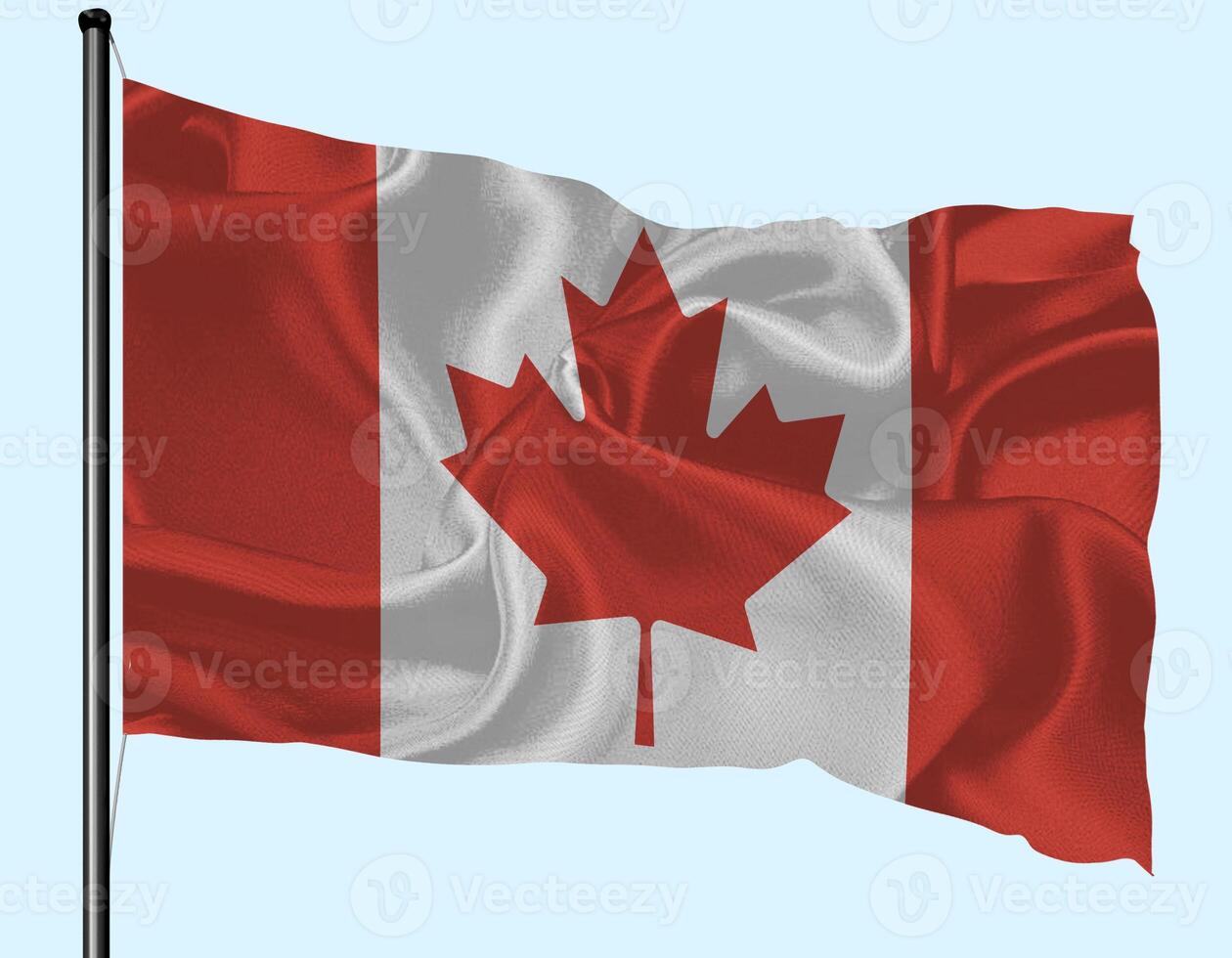 Canada Flag Wind Waving With Pole photo