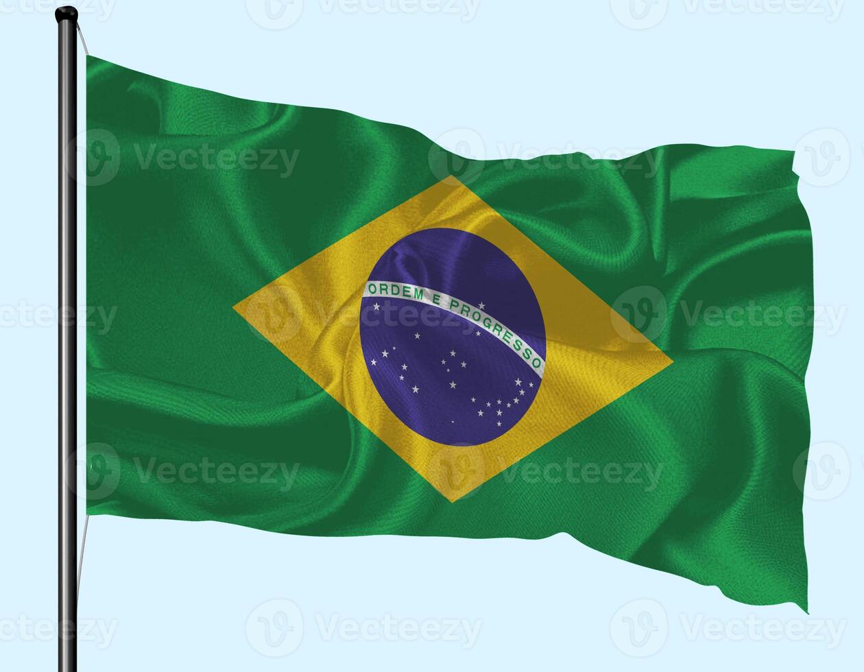 Brazil Flag Wind Waving With Pole photo