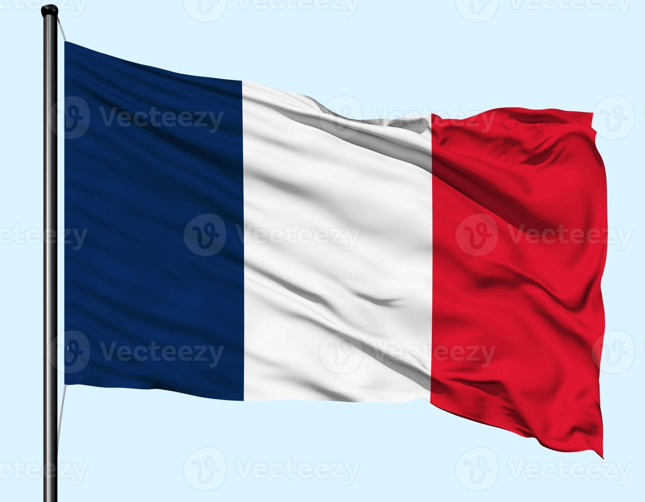 France Flag Wind Waving With Pole photo