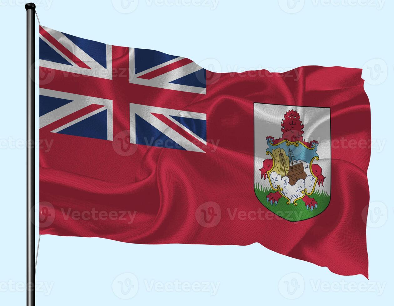 Bermuda Flag Wind Waving With Pole photo