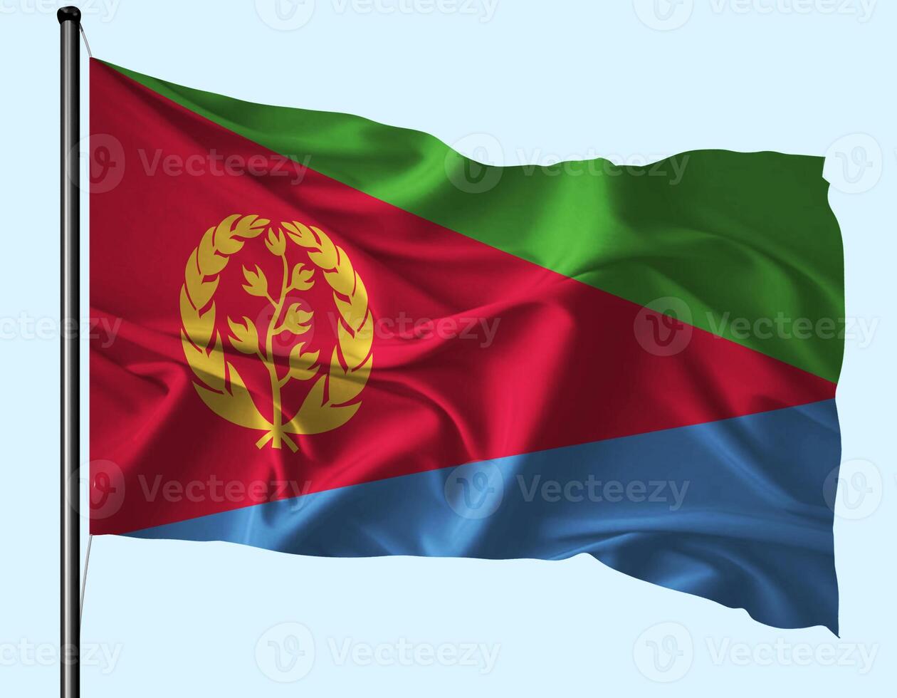 Eritrea Flag Wind Waving With Pole photo
