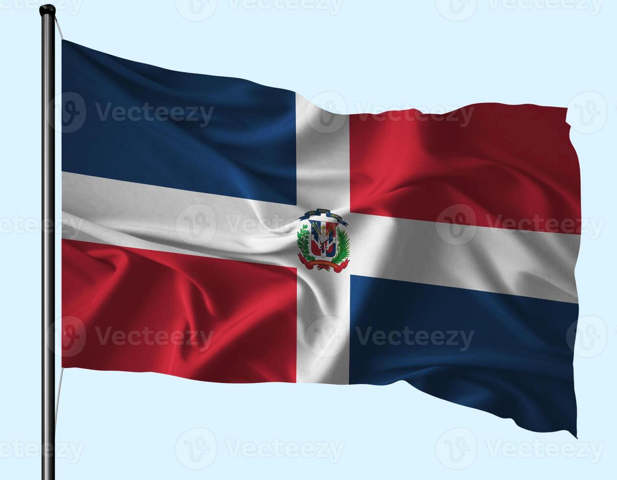 Dominican Republic Flag Wind Waving With Pole photo